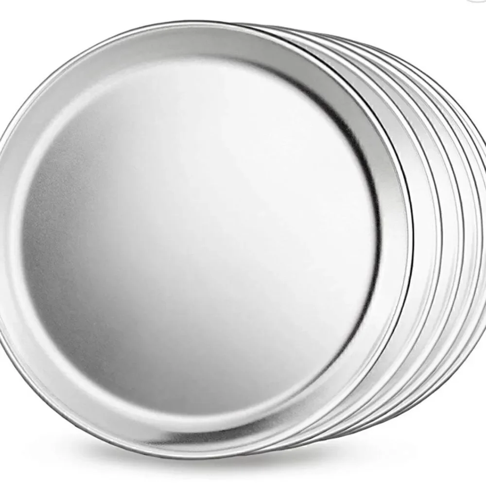 COPY 1- Restaurant-Grade Aluminum Pizza Pan, Tray, Coupe Style, 8-Inch, 6 pack